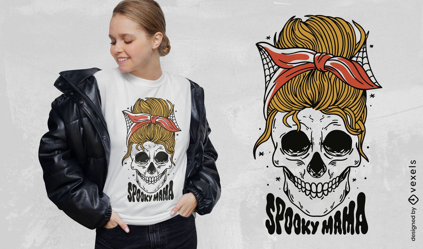 Diseño de camiseta de calavera de mamá espeluznante