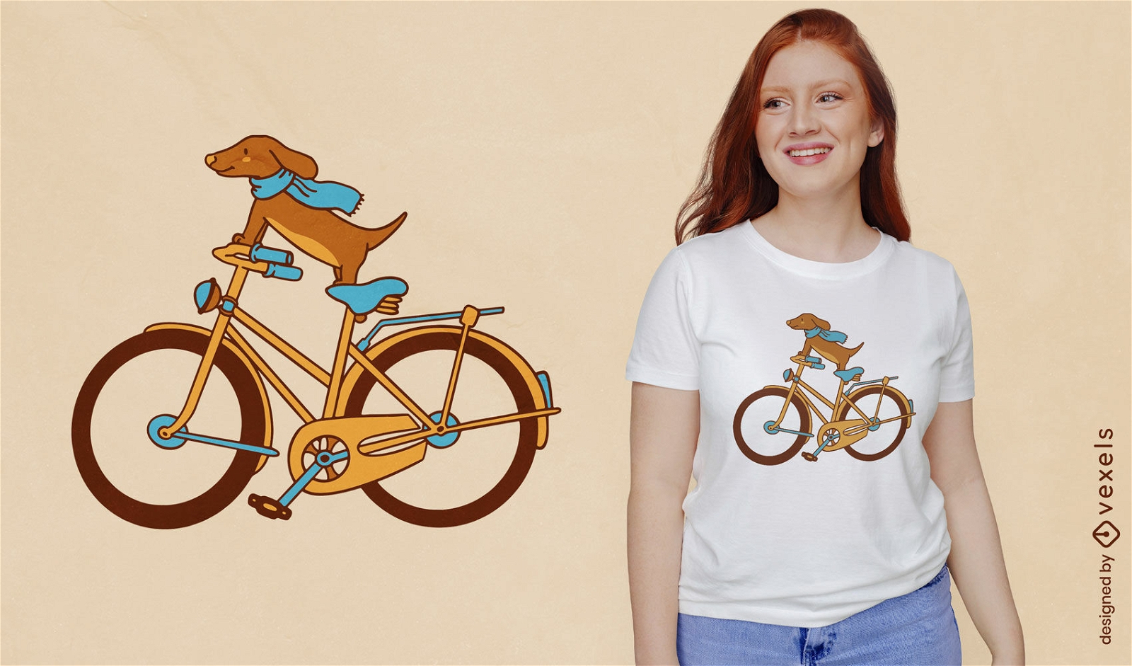 Dachshund dog cycling t-shirt design
