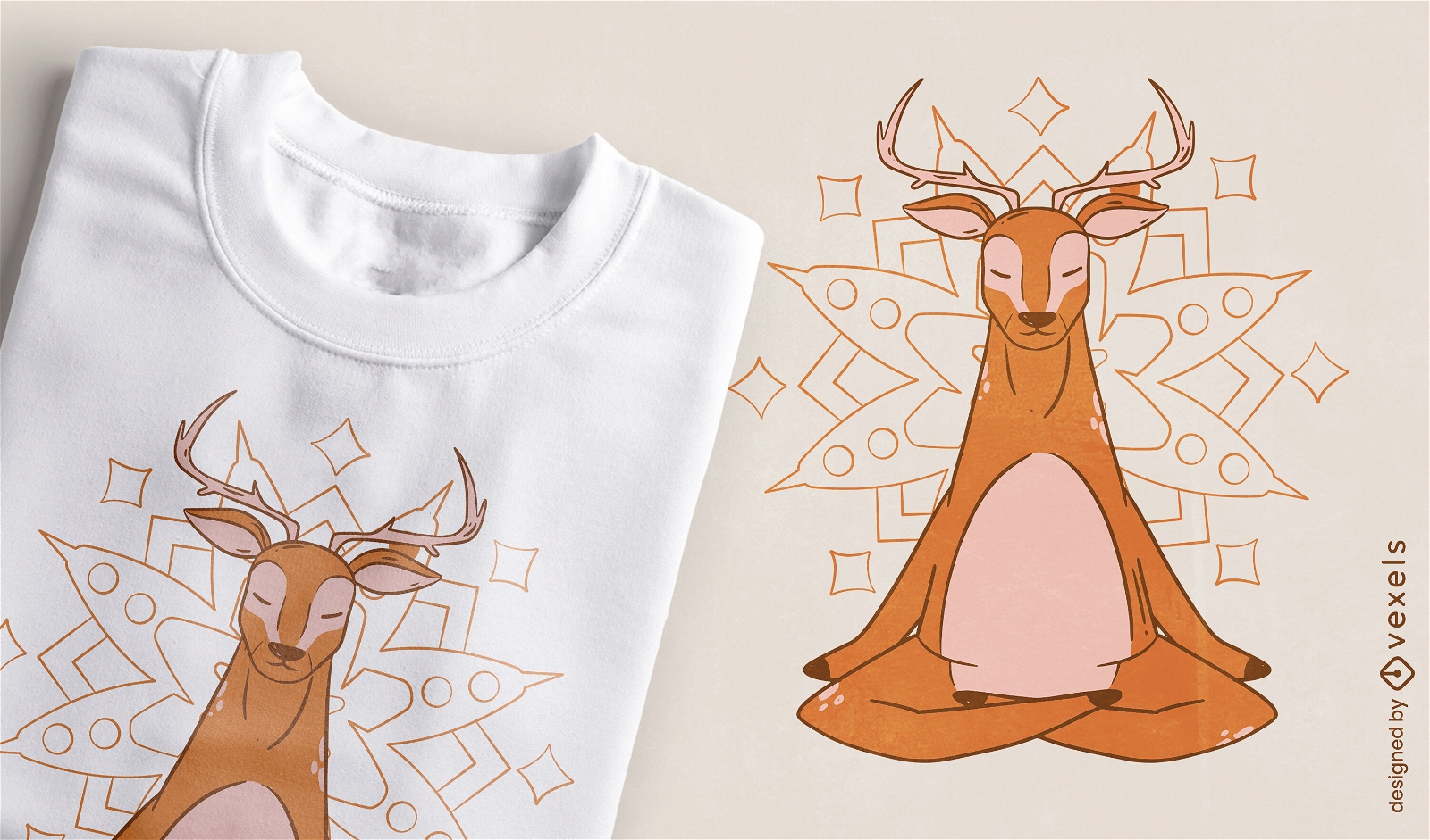 Dise?o de camiseta de mandala de ciervo de yoga.