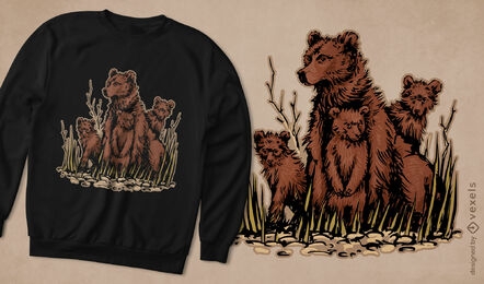 T-Shirt-Design mit wilden Bärenjungen
