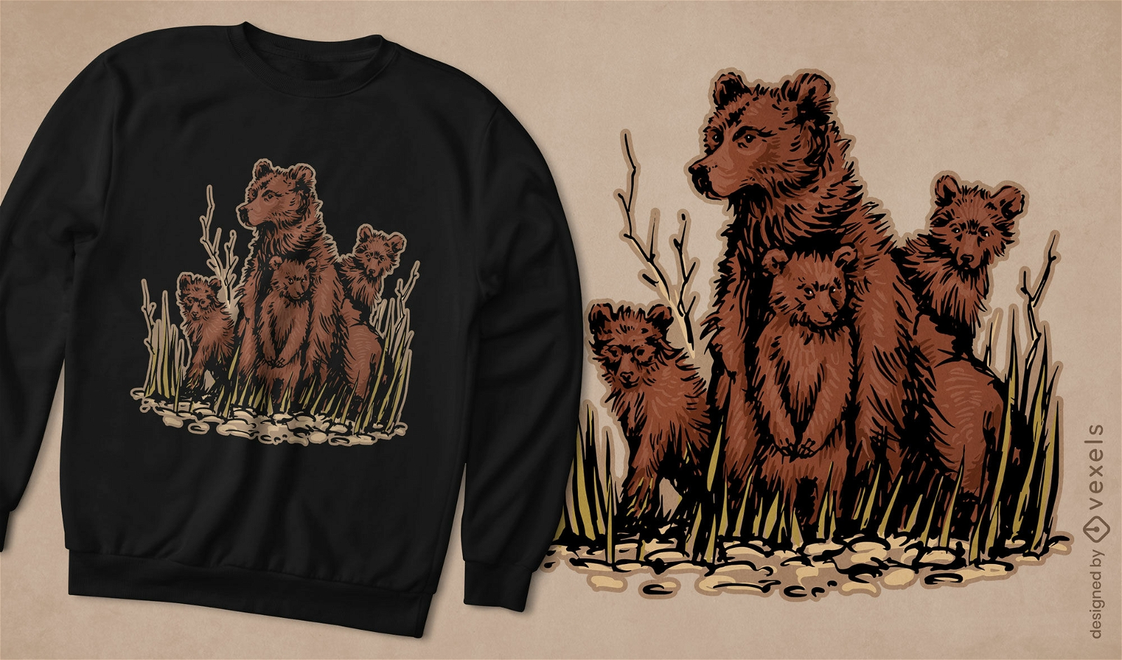 Design de camiseta de filhotes de urso selvagem