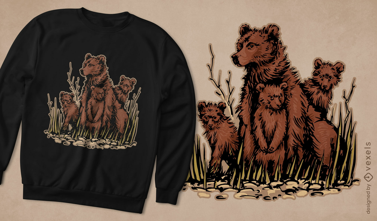 Diseño de camiseta de cachorros de oso salvaje