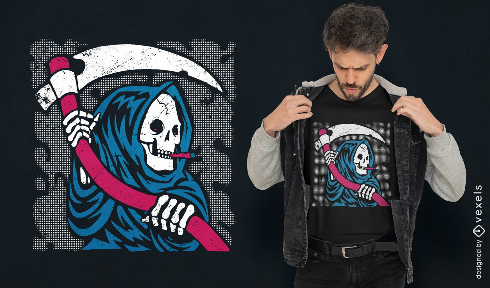 Grim Reaper smoking weed t-shirt design