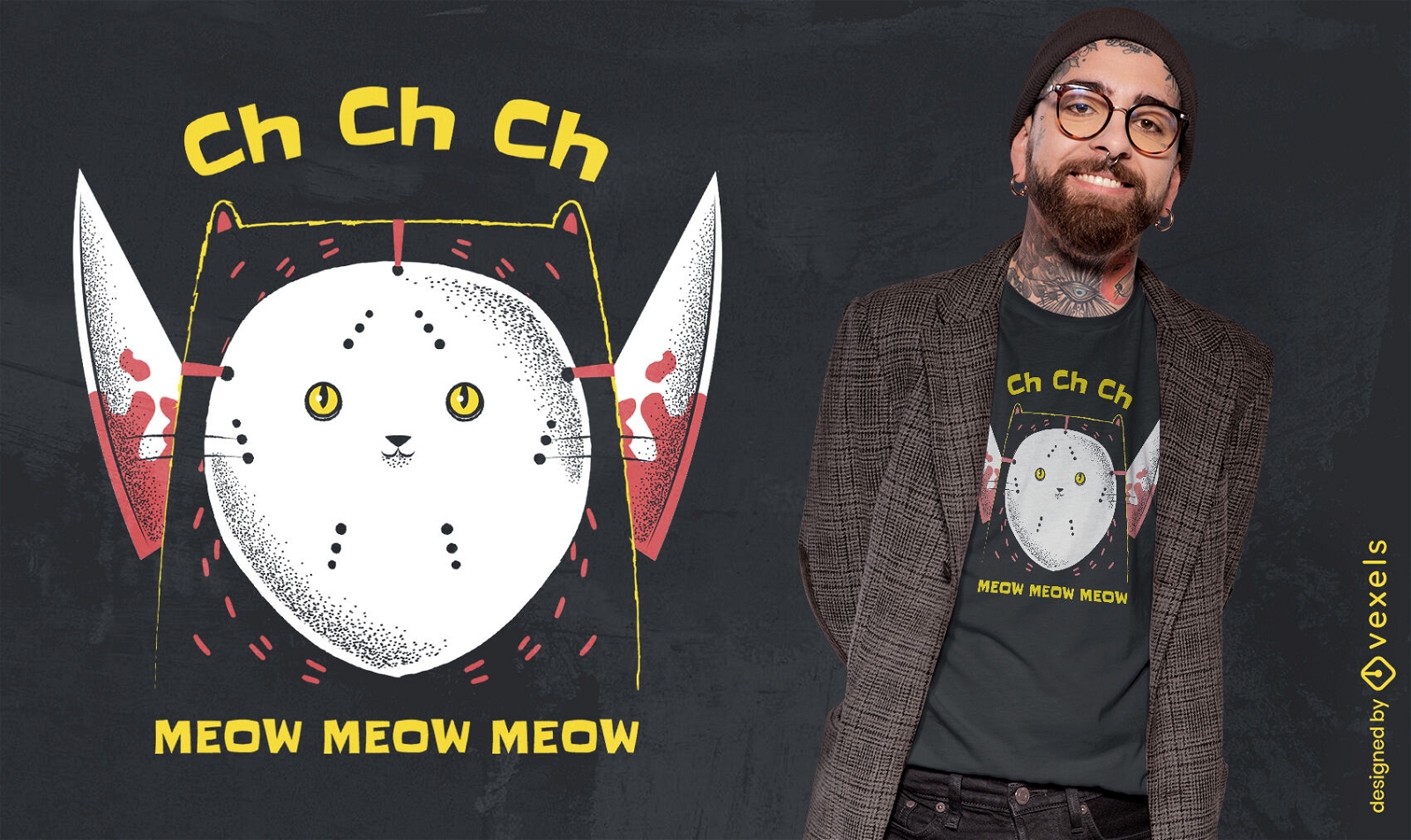 Diseño de camiseta del gato enmascarado de Jason