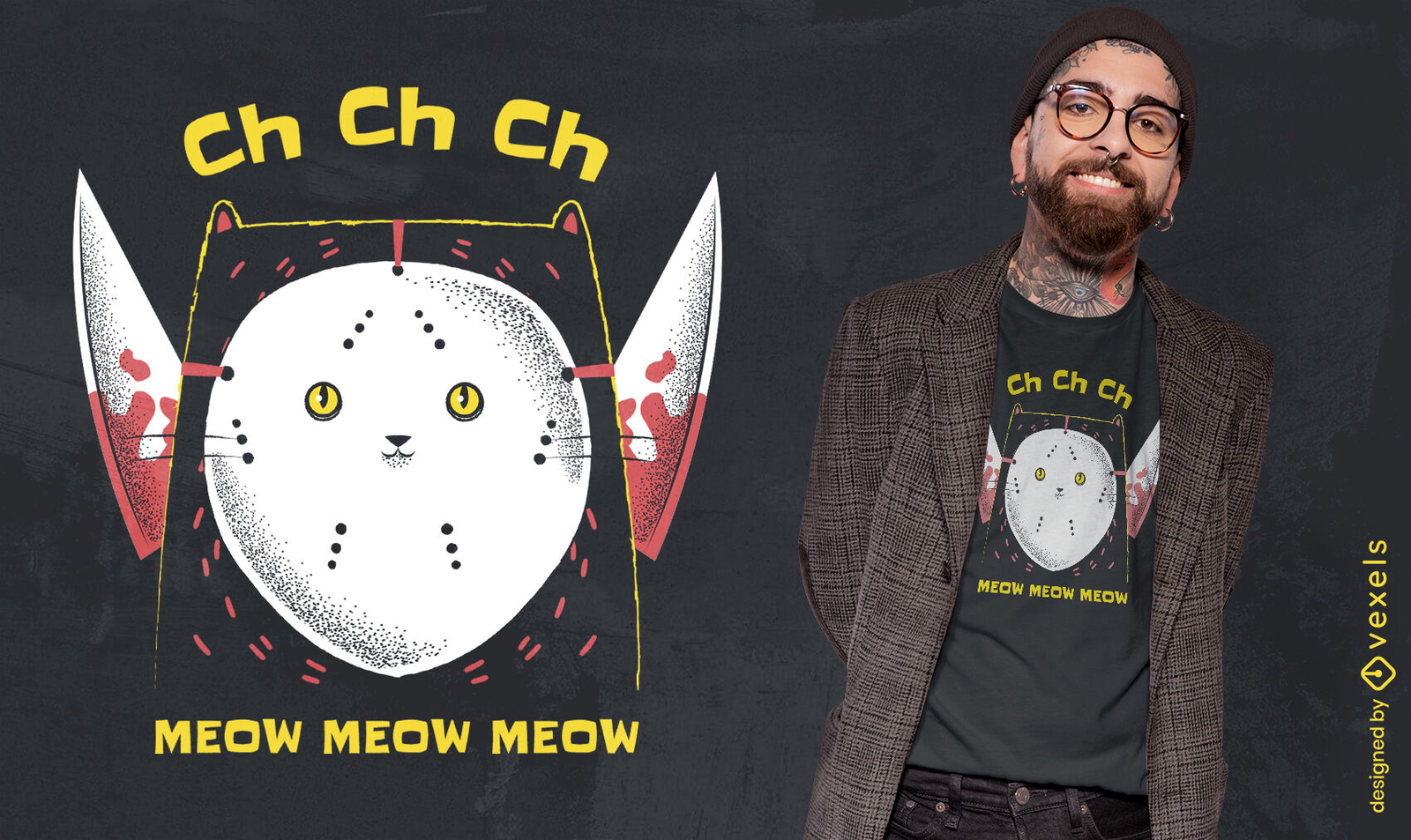 Diseño de camiseta del gato enmascarado de Jason