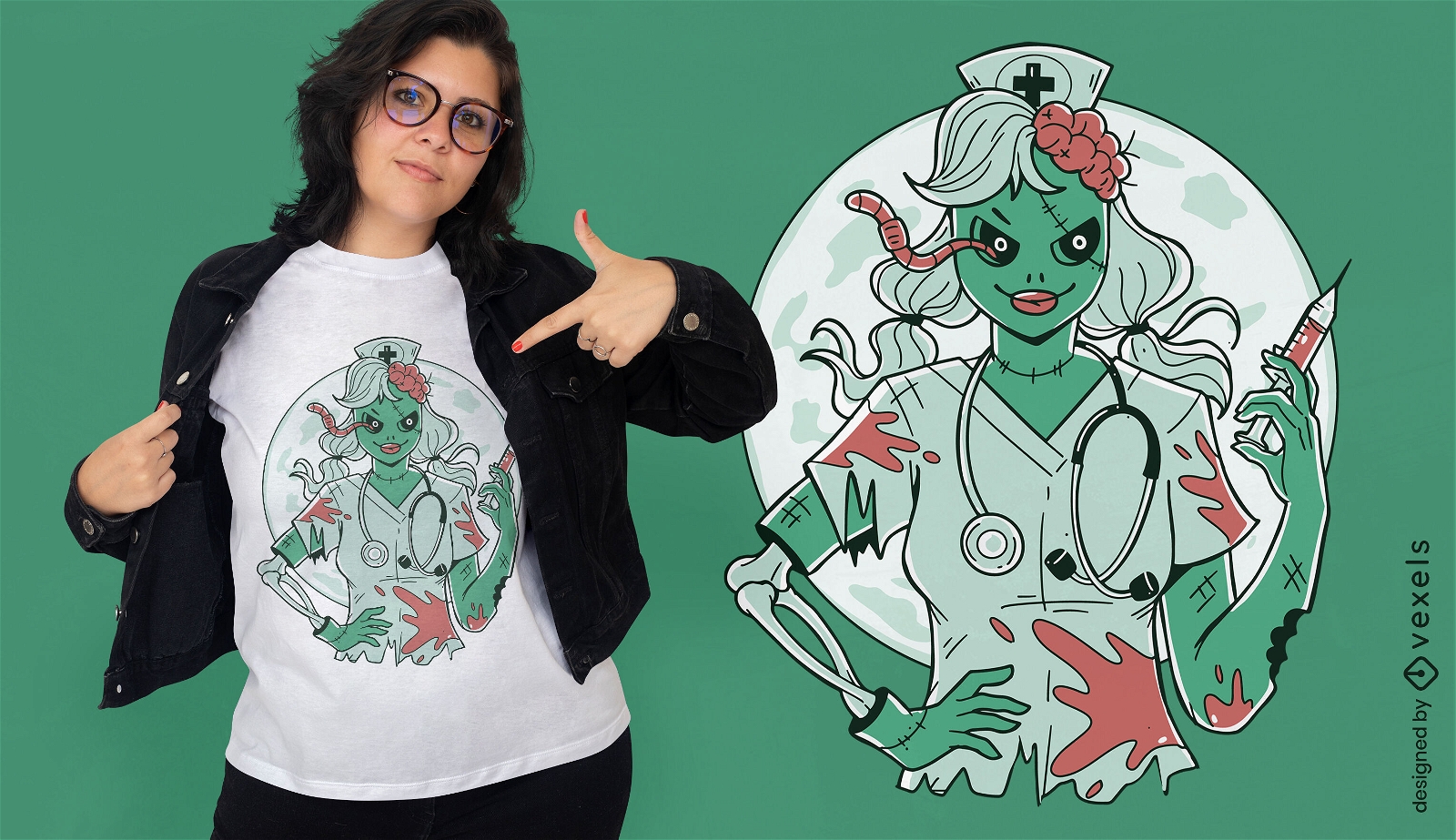 Zombie-Krankenschwester-T-Shirt-Design