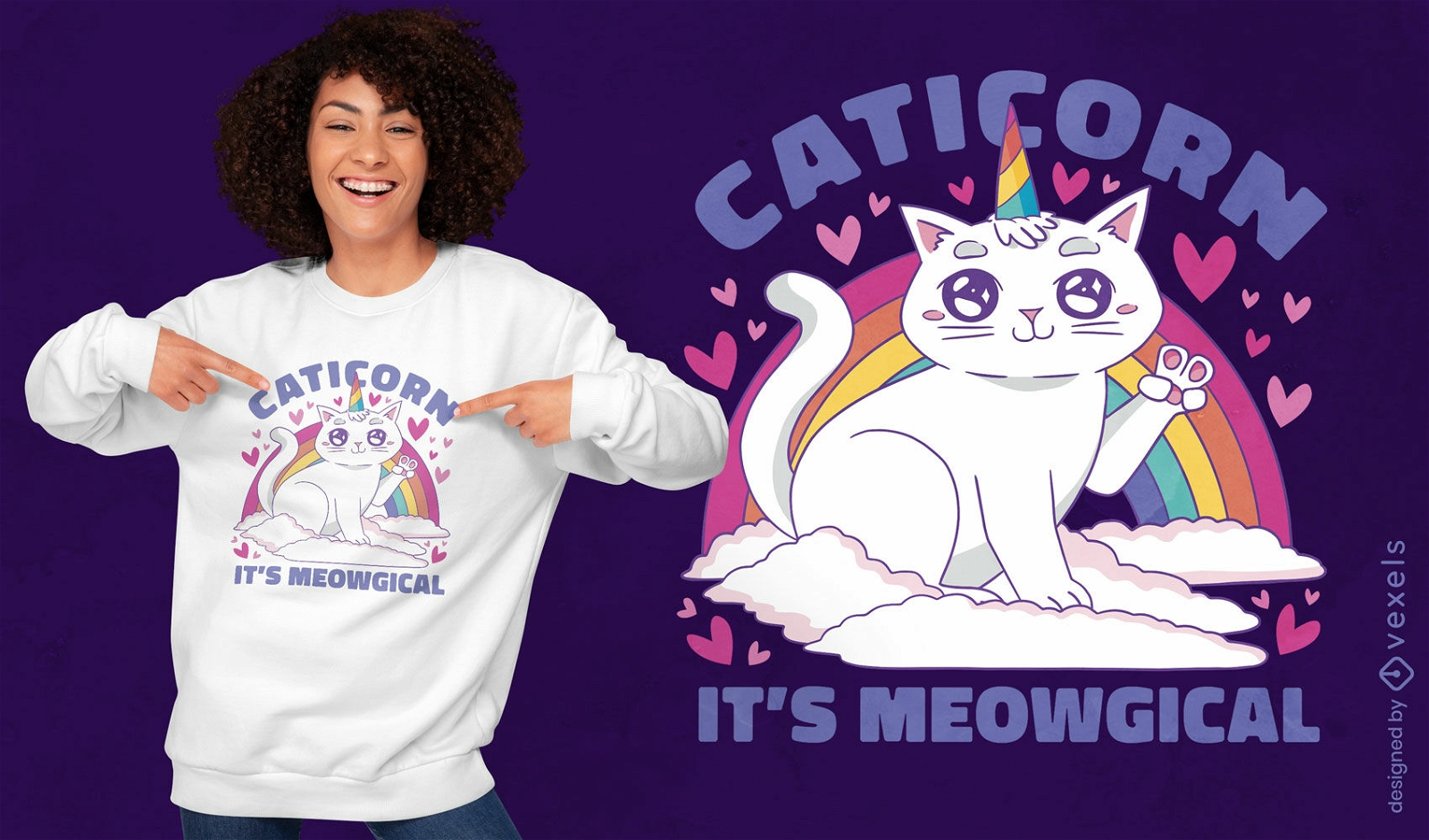 Unicorn cat magical t-shirt design