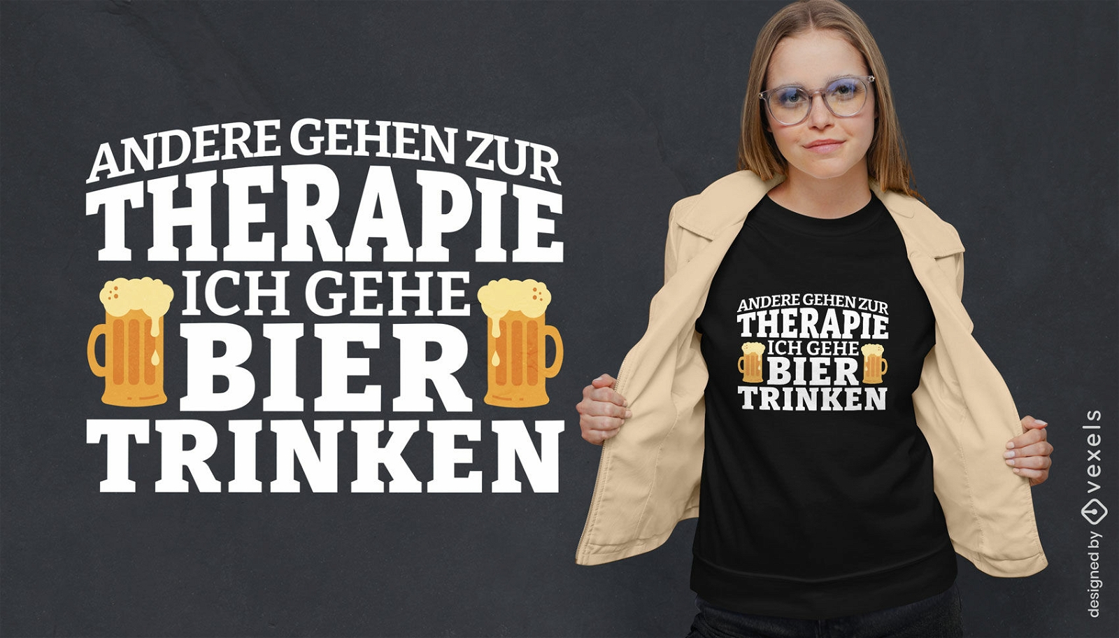 Bierkr?ge und deutsches Zitat-T-Shirt-Design