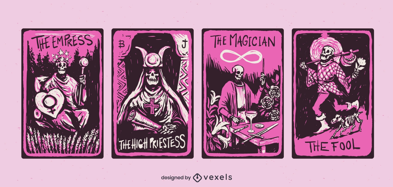 Tarot cards high contrast sketch set