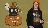 Black Cat Inside Pumpkin T shirt Design Vector Download