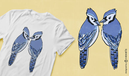 Vogel-T - Shirtentwurf mit zwei Blue Jay-Vögeln