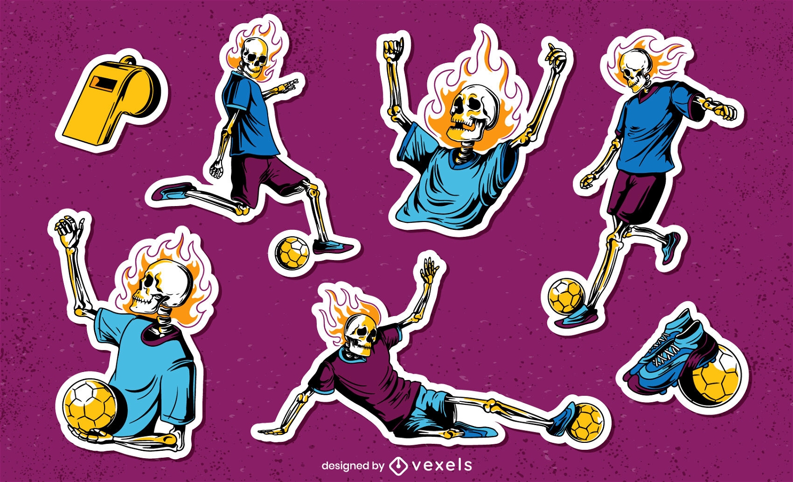 Set de pegatinas de esqueleto de jugador de fútbol