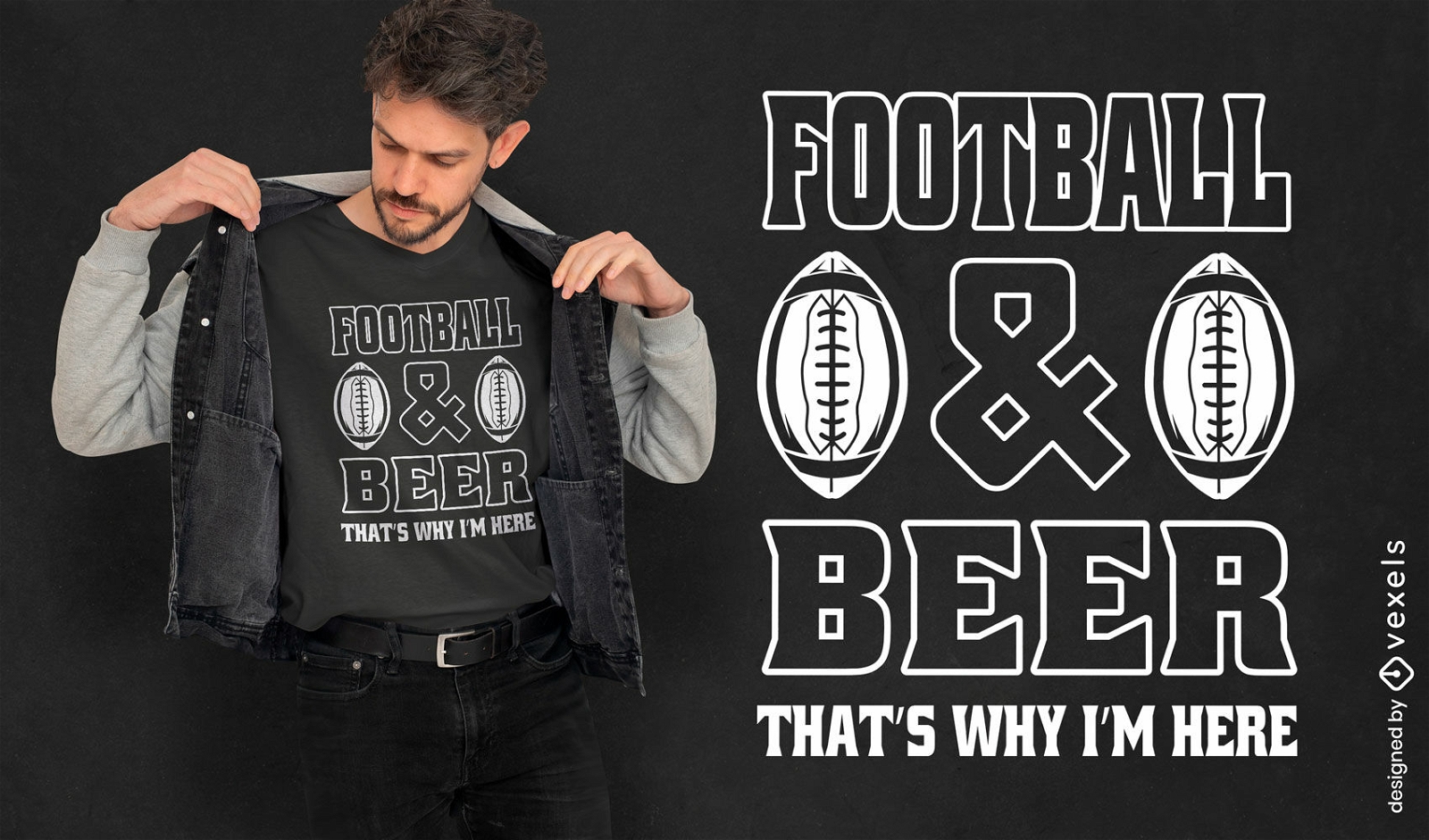 American football and beer t-shirt design