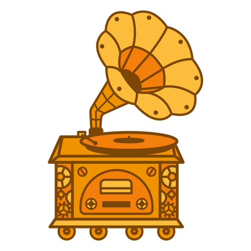 Grammophon monochromatischer Steampunk PNG-Design