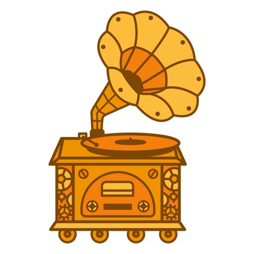 Gramophone monochromatic steampunk PNG Design