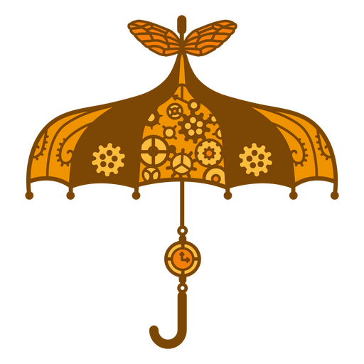 Paraguas steampunk monocrom?tico Diseño PNG