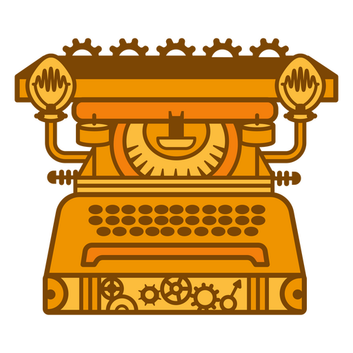 Máquina de escribir steampunk monocromática Diseño PNG