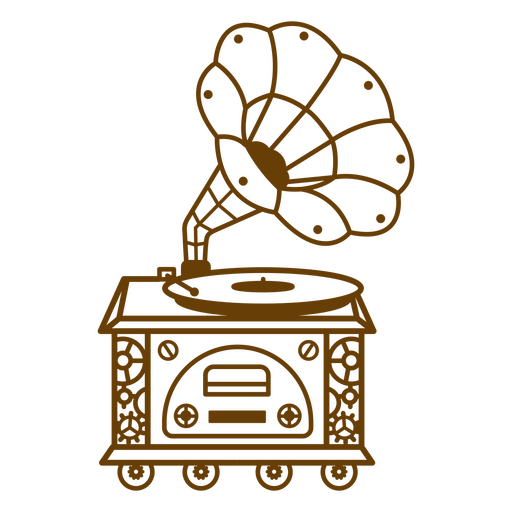 Gramophone filled stroke steampunk PNG Design