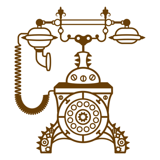 Telefon gefüllter Schlaganfall Steampunk PNG-Design