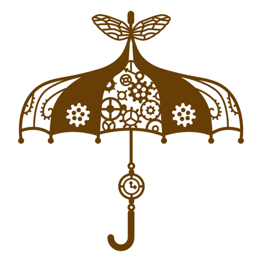 Trazo lleno de paraguas steampunk Diseño PNG