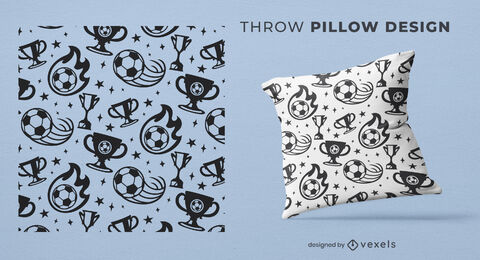 Soccer cup pattern throw pillow design