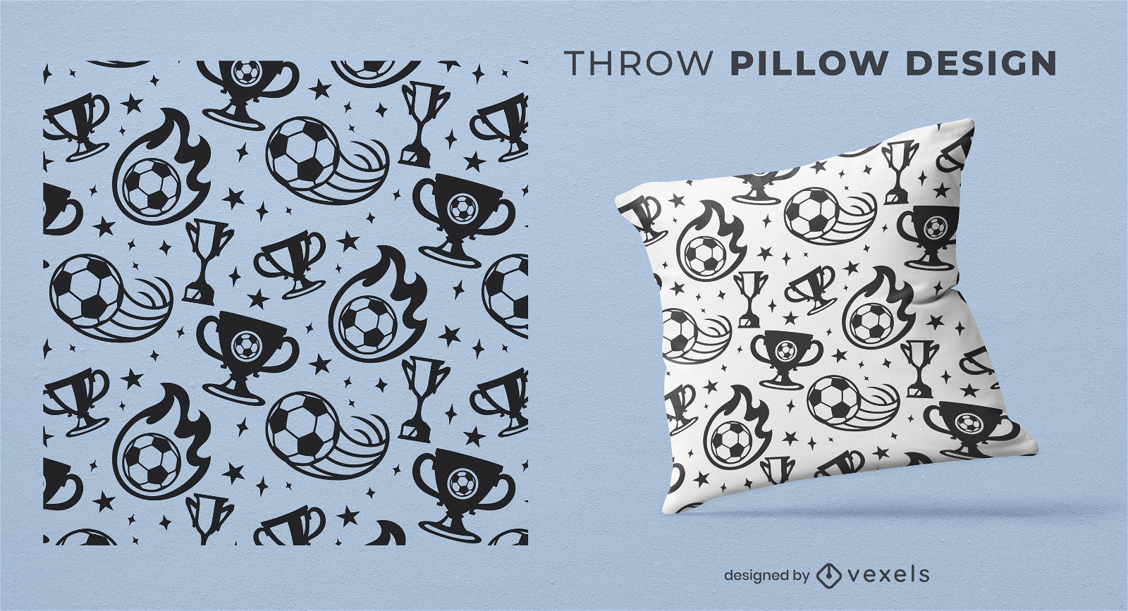 Soccer cup pattern throw pillow design