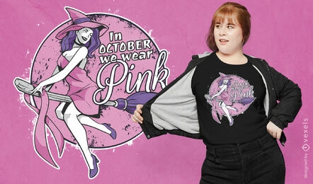 Breast cancer awareness witch t-shirt design