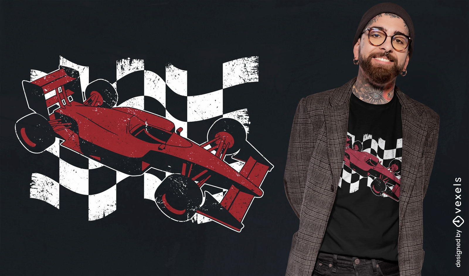 Design de camiseta de carro de corrida de Fórmula 1