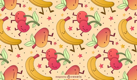 Diseño de patrón de dibujos animados de frutas