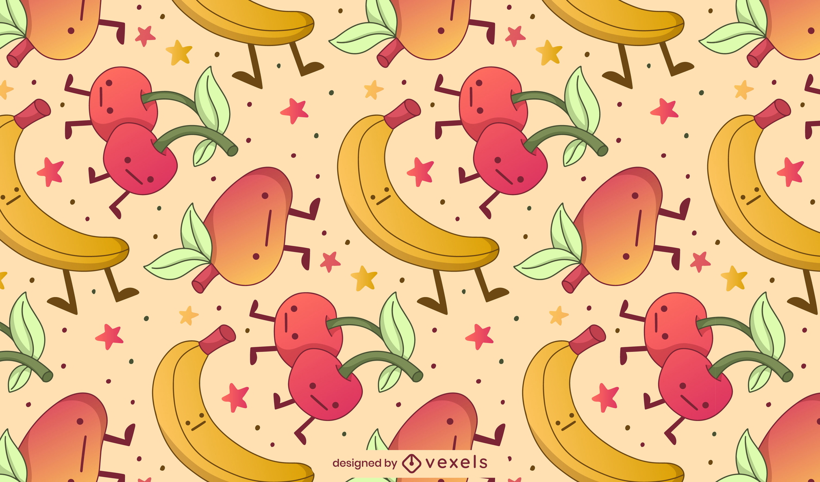 Design de padrão de desenho animado de frutas