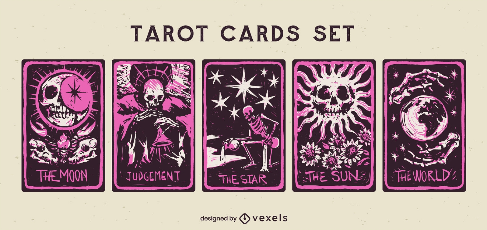 Tarot skeleton cards set