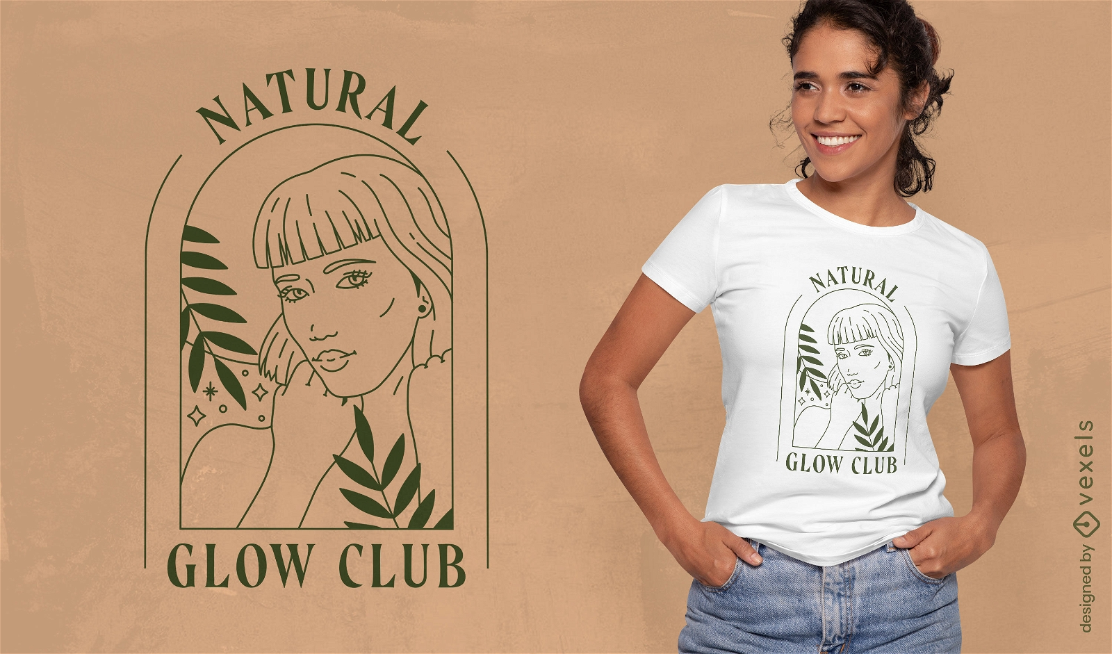Natural glow club beauty t-shirt design