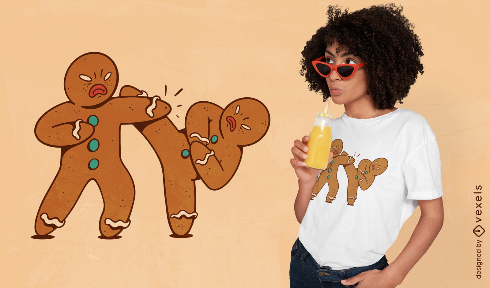 Gingerbread men fight t-shirt design