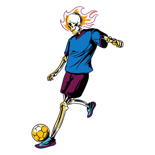 Skeleton playing soccer PNG Design