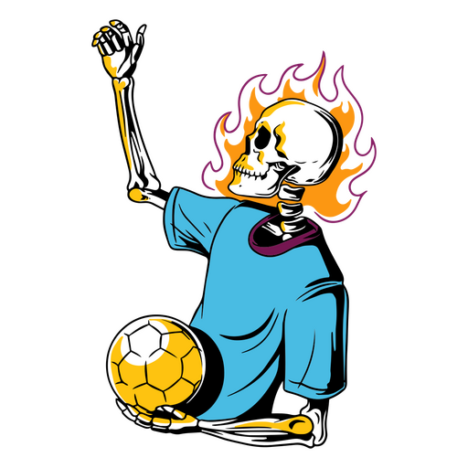 Esqueleto em uma festa de futebol Desenho PNG