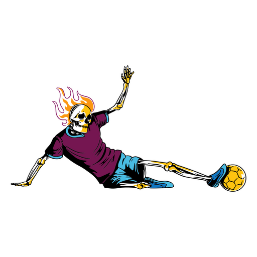 Esqueleto em uma liga de futebol Desenho PNG