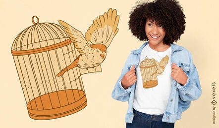 Bird flying out of birdcage t-shirt design