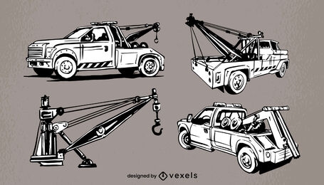 Tow trucks vector set