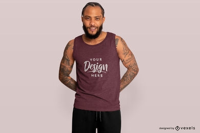 Black man with braids and tank top mockup