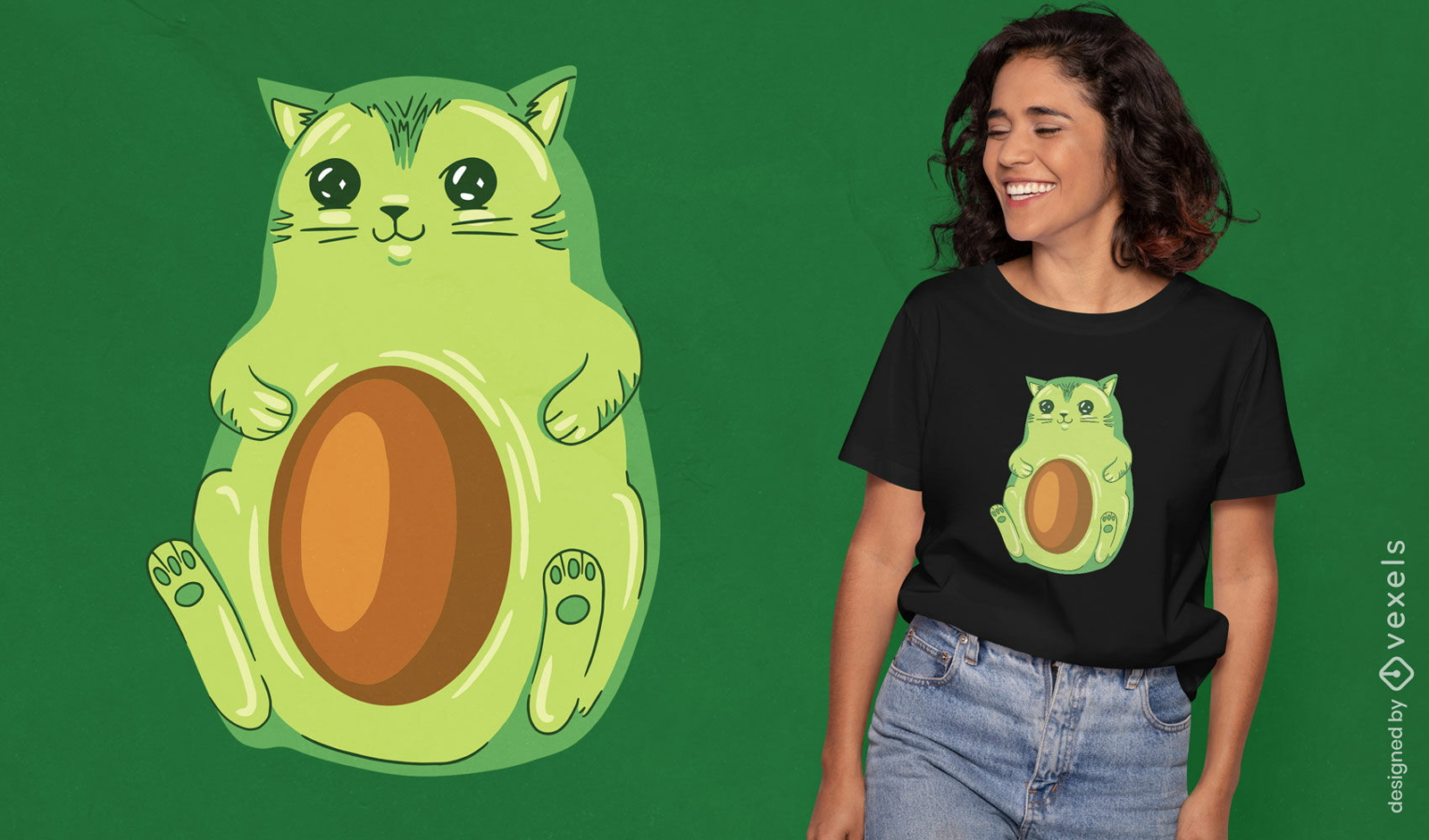 Design de camiseta kawaii de gato abacate