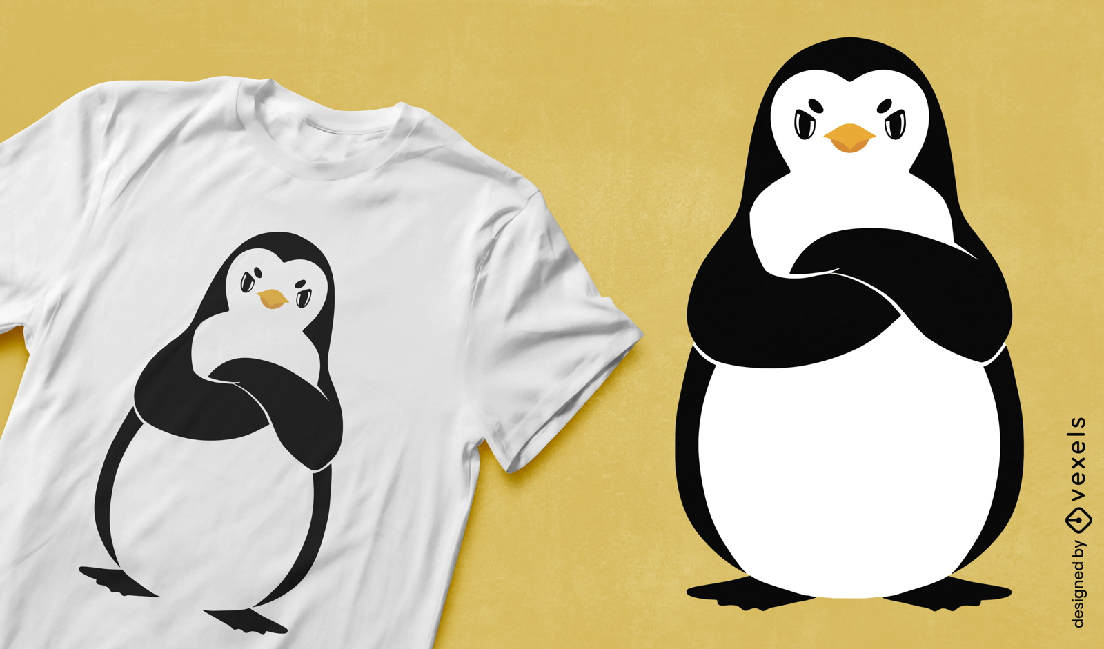 Design de camiseta de pinguim com raiva