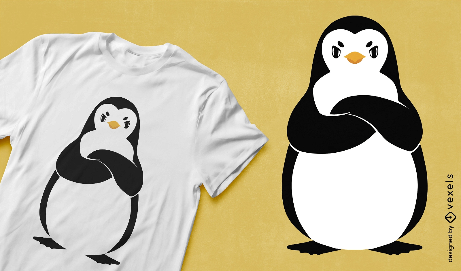 Diseño de camiseta de pingüino enojado