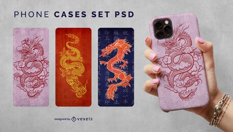 Asian dragon phone case set