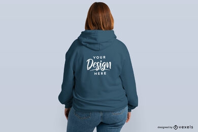 Plus size girl with short hair and hoodie mockup