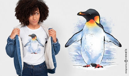Design de camiseta de pinguim em aquarela