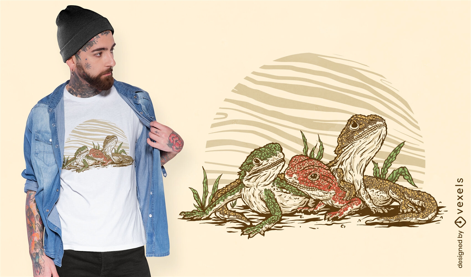 Design de camiseta de dragões barbudos