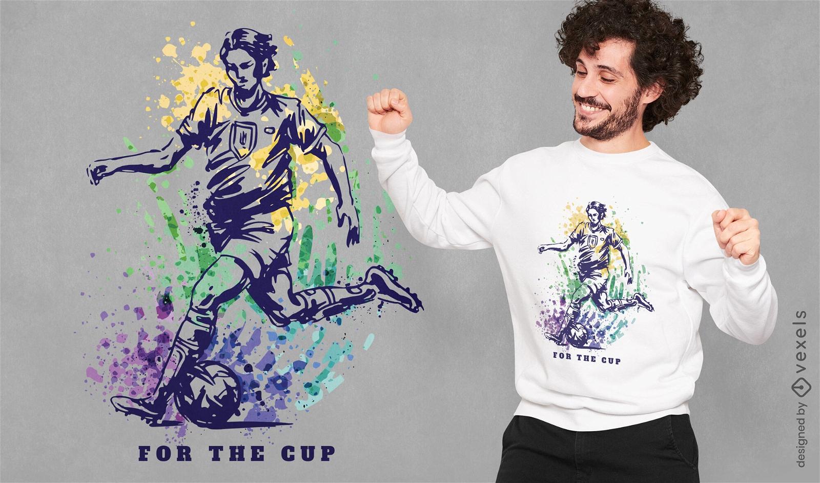 Buntes Weltcup-Fußballspieler-T-Shirt Design