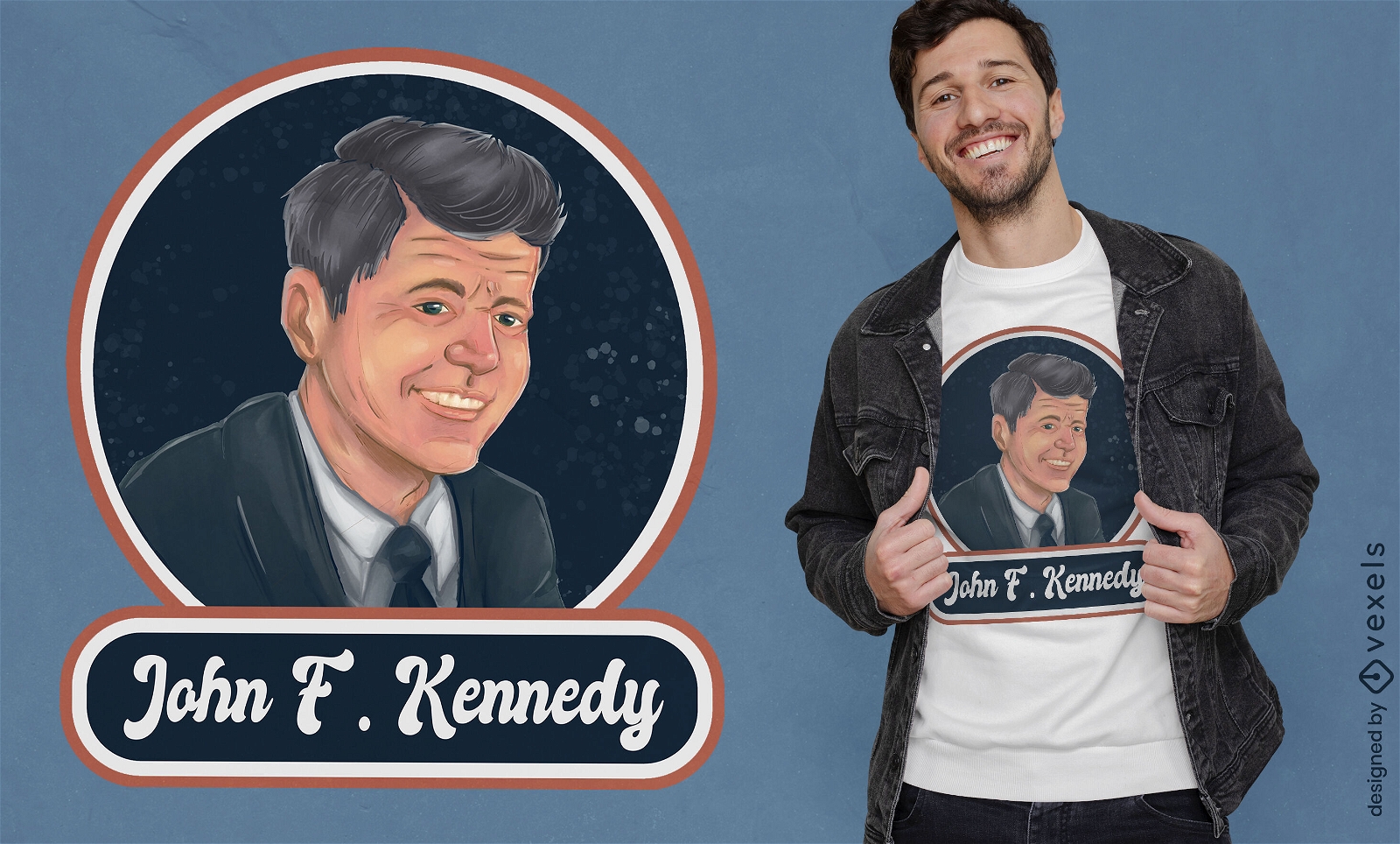 Design de camiseta com retrato de John F. Kennedy