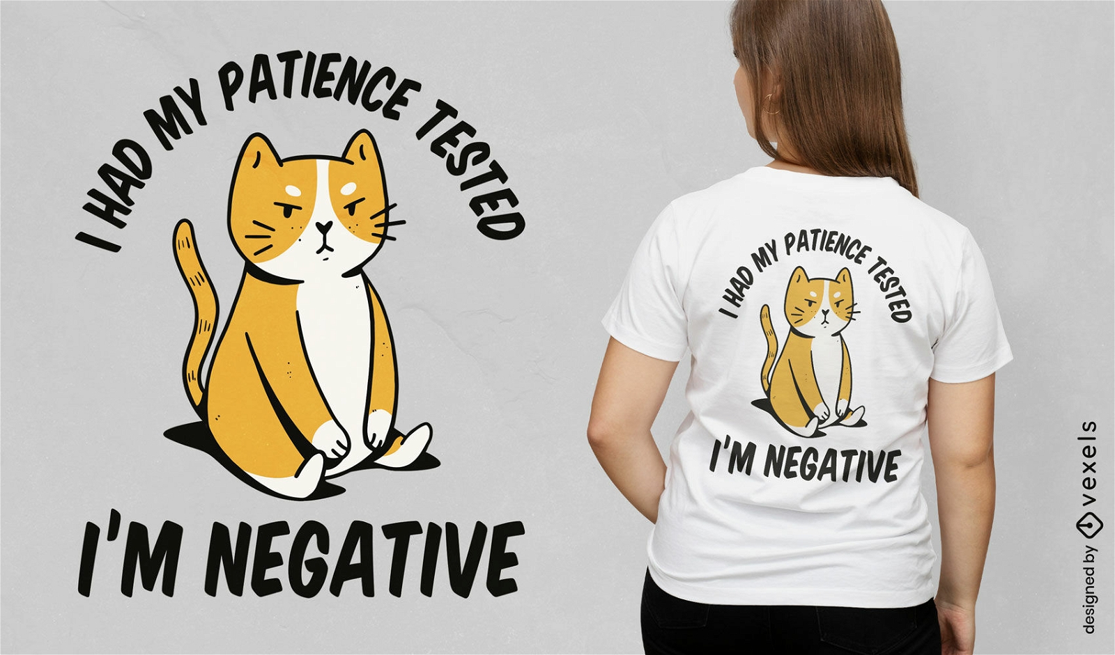 Teste de paci?ncia negativo design de camiseta de gato engra?ado