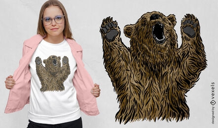 T-Shirt-Design für Angriffe wilder Tiere des Braunbären